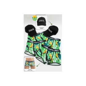 Pack 4 Boxer LM2402-67BIR LOOKME + 2 Casquettes Offertes